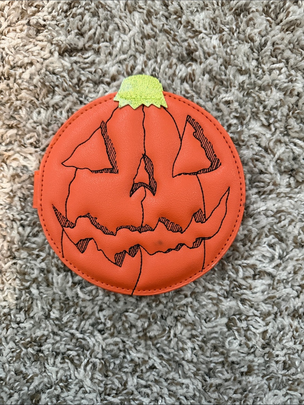 Jack-o'-Lantern Round Wallet in Bright Orange- Pumpkin Kult-Love Pain & Stitches